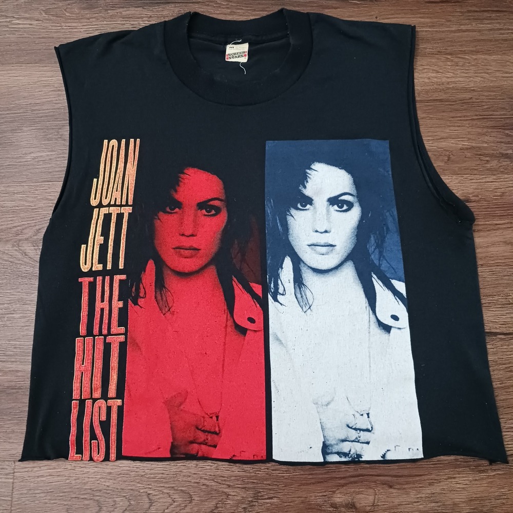 Vintage Joan Jett The Hit List 1990 Tour Shirt Screen Stars Cropped Muscle Tee M